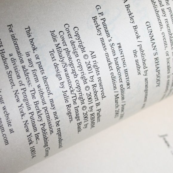 Gunman's Rhapsody By Robert B Parker 2001 paperback book (bb) - Picture 3 of 4